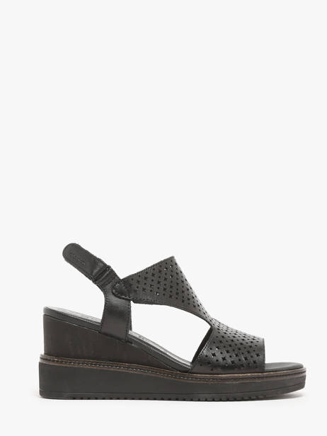 Sandales Talon Compensé En Cuir Tamaris Noir women 42