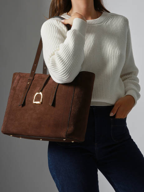 Shoulder Bag Altesse Suede Leather Etrier Brown altesse suede EASU088M other view 1