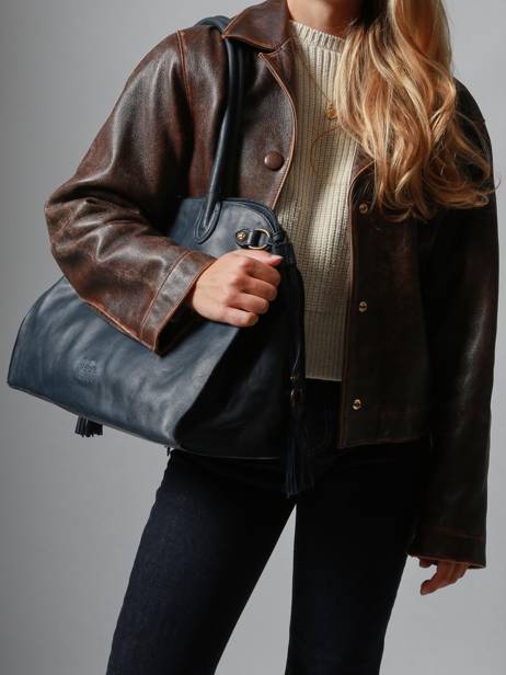 Sac Porté épaule A4 Cow Cuir Basilic pepper Bleu cow BCOW85 vue secondaire 1