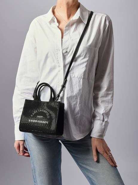 Sac Bandoulière Rue St Guillaume Strass Karl lagerfeld Noir rsg A4W50014 vue secondaire 1