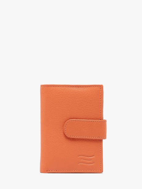 Leather Caviar Card Holder Crinkles Orange caviar 14041