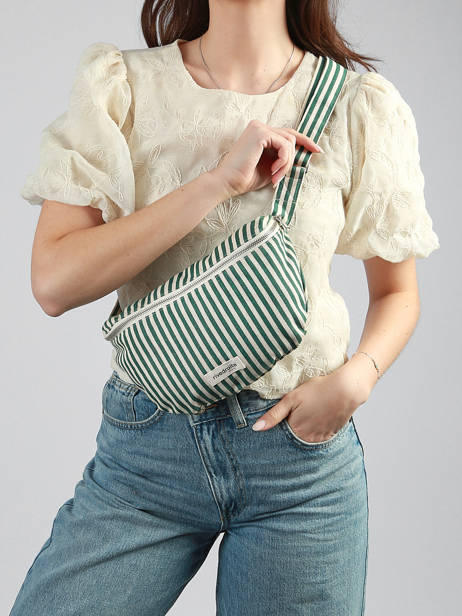 Recycled Coton Custine Striped Belt Bag Rivedroite Green spring striped CUSTSTRI other view 1