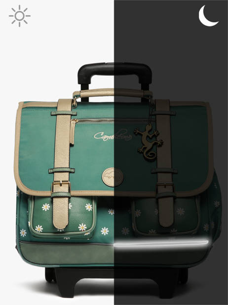 3-compartment Wheeled Satchel Cameleon Green vintage fantasy PBVGCR41 other view 9